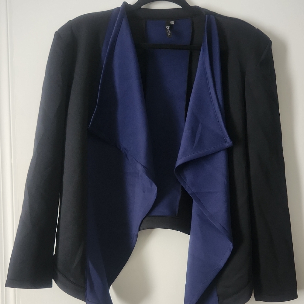 Adidas Women's Black and Navy Open-Front Blazer